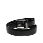 Dolce & Gabbana Black Shiny Leather Silver Metal Buckle Belt BEL9282-85