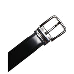 Dolce & Gabbana Black Shiny Leather Silver Metal Buckle Belt BEL9282-85