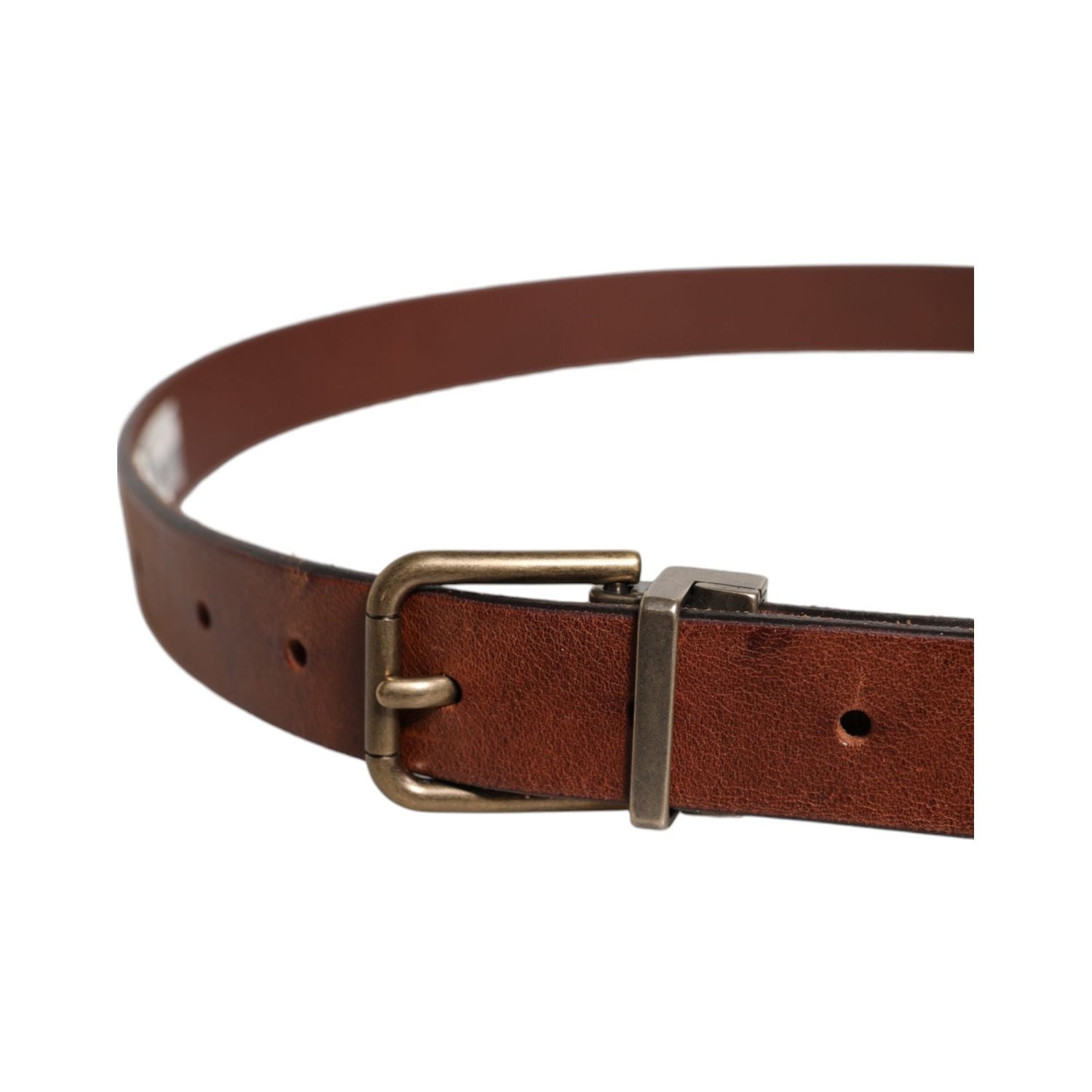 Dolce & Gabbana Brown Leather Metal Buckle Classic Belt