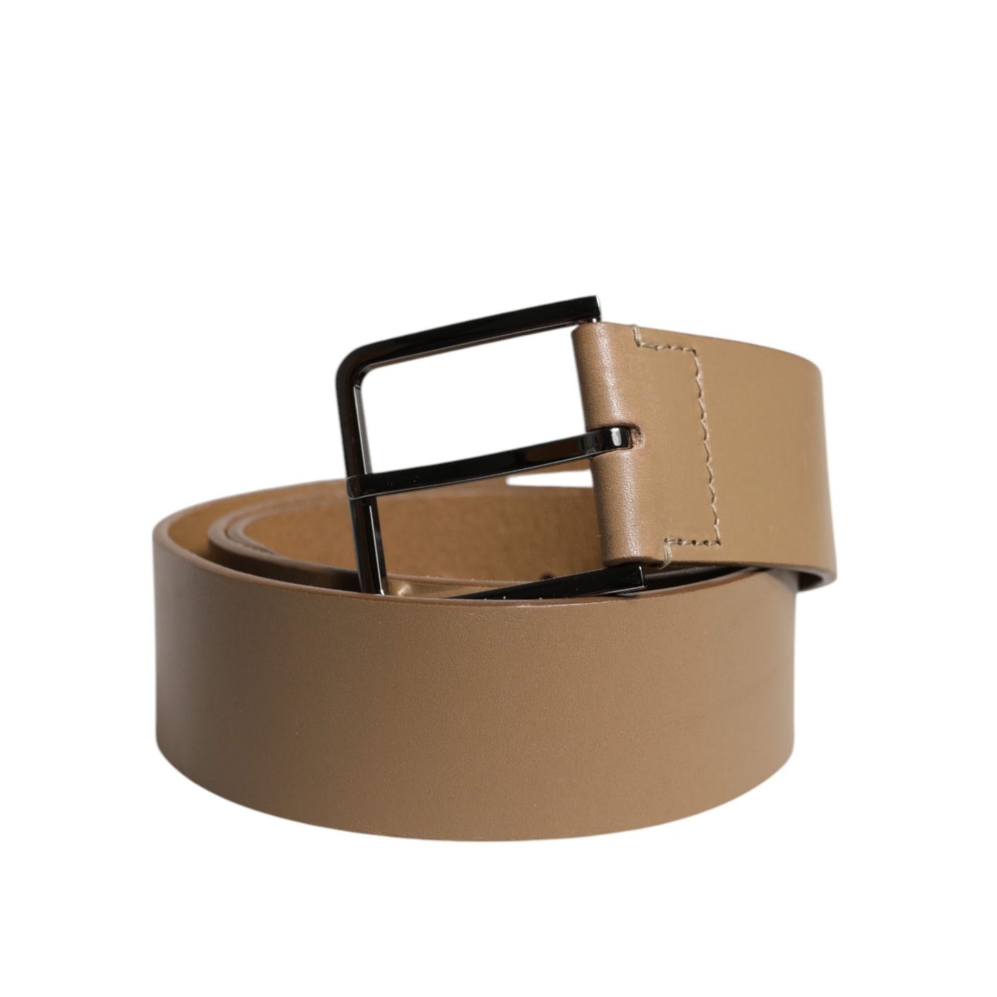 Dolce & Gabbana Brown Leather Classic Metal Logo Buckle Belt