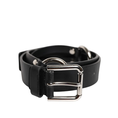 Dolce & Gabbana Black Leather Classic Metal Logo Buckle Belt