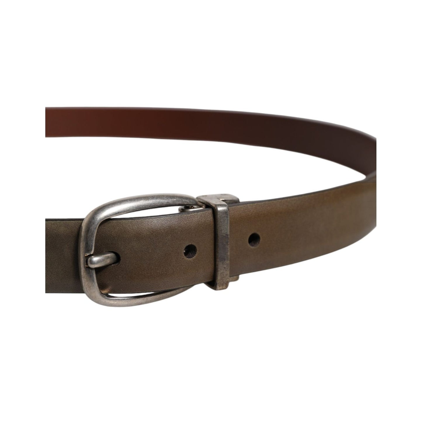 Dolce & Gabbana Brown Leather Classic Metal Logo Buckle Belt BEL9326-100