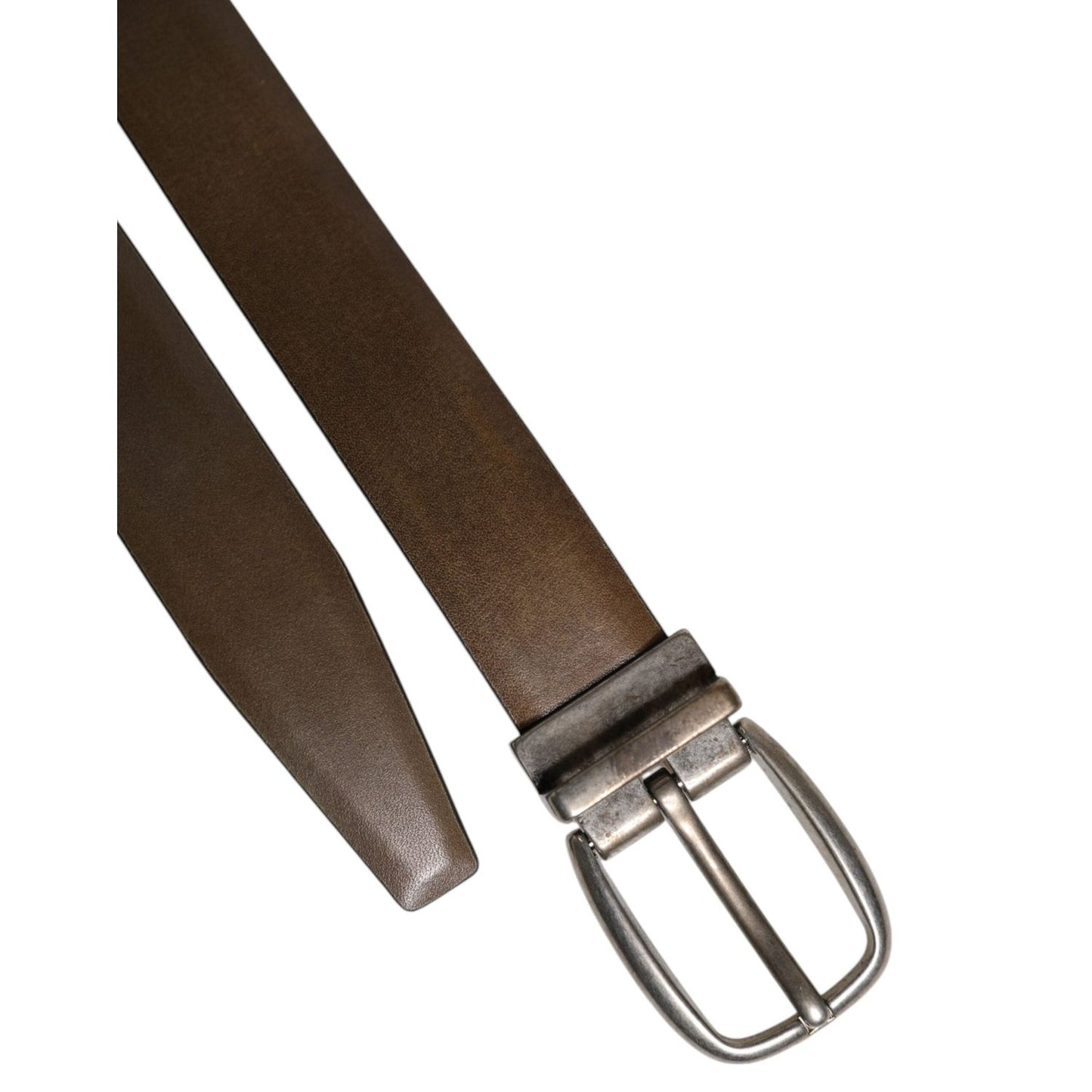 Dolce & Gabbana Brown Leather Classic Metal Logo Buckle Belt BEL9326-100