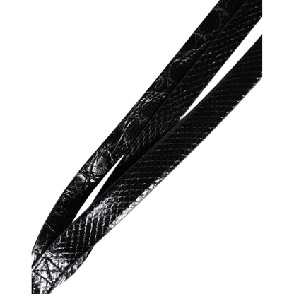 Dolce & Gabbana Black Leather Classic Metal Logo Buckle Belt