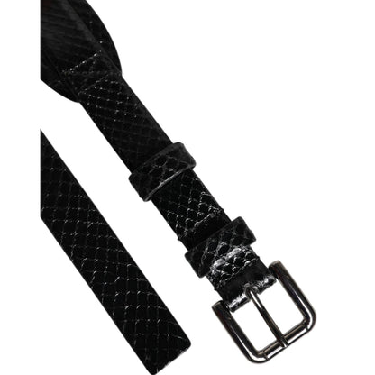 Dolce & Gabbana Black Leather Classic Metal Logo Buckle Belt