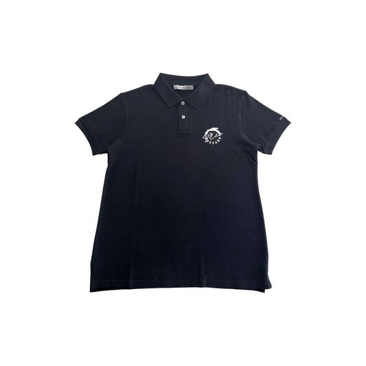 Trussardi Beachwear Black Cotton Men Polo Shirt TR-24807-S