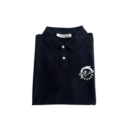 Trussardi Beachwear Black Cotton Men Polo Shirt