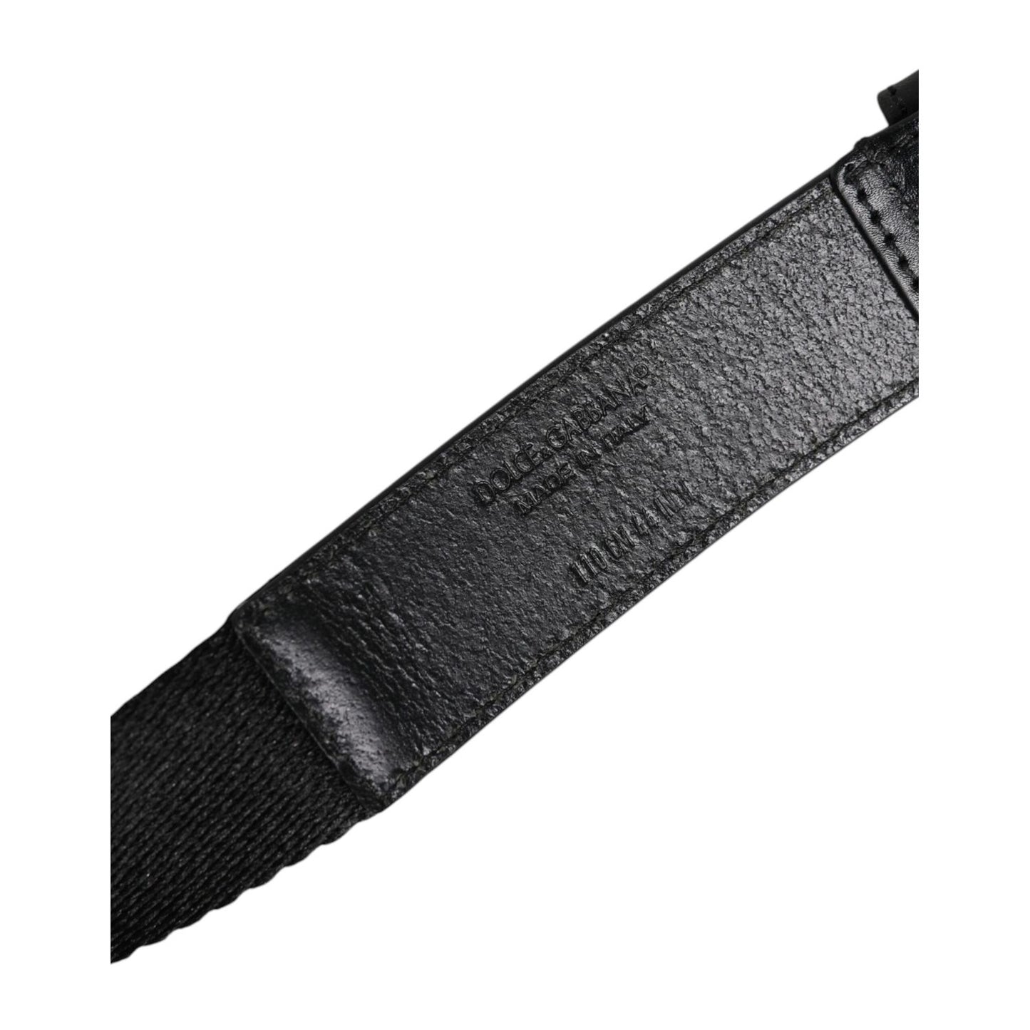 Dolce & Gabbana Black White Printed Metal Logo Buckle Belt