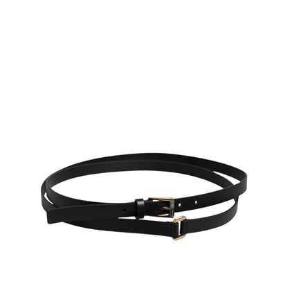 Dolce & Gabbana Black Calfskin Classic Metal Logo Buckle Belt