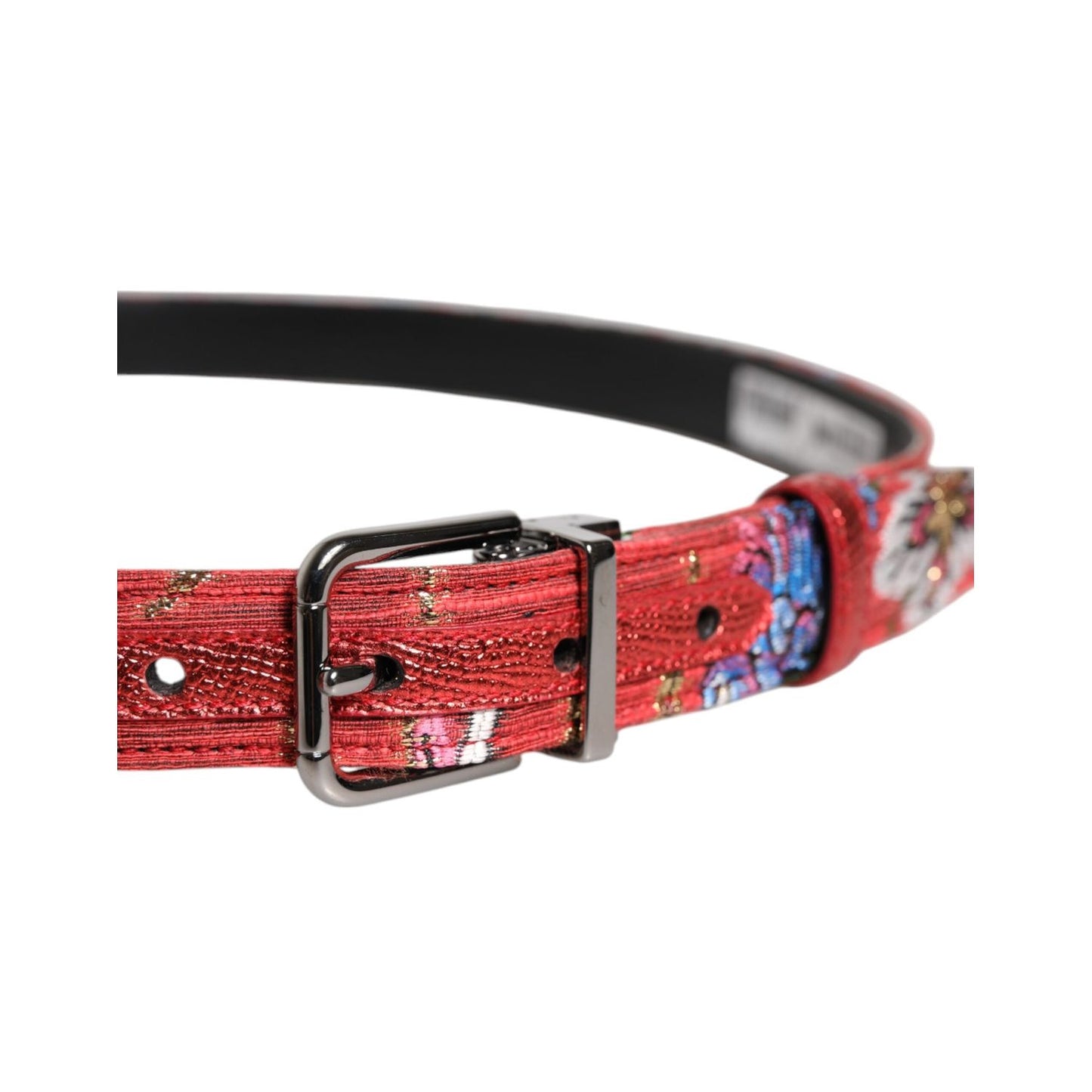 Dolce & Gabbana Red Floral DG Embellished Metal Buckle Belt BEL9354-90