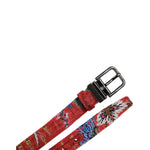 Dolce & Gabbana Red Floral DG Embellished Metal Buckle Belt BEL9354-90