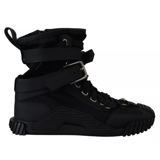 Dolce & Gabbana Black Nylon High Top Sorrento Sneakers Shoes LA10076-39