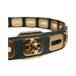 Dolce & Gabbana Green Leather Gold Tone Rotating Buckle Belt WMB393-75