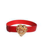 Dolce & Gabbana Red Calf Leather Embellished Metal Buckle Belt WMB458-70