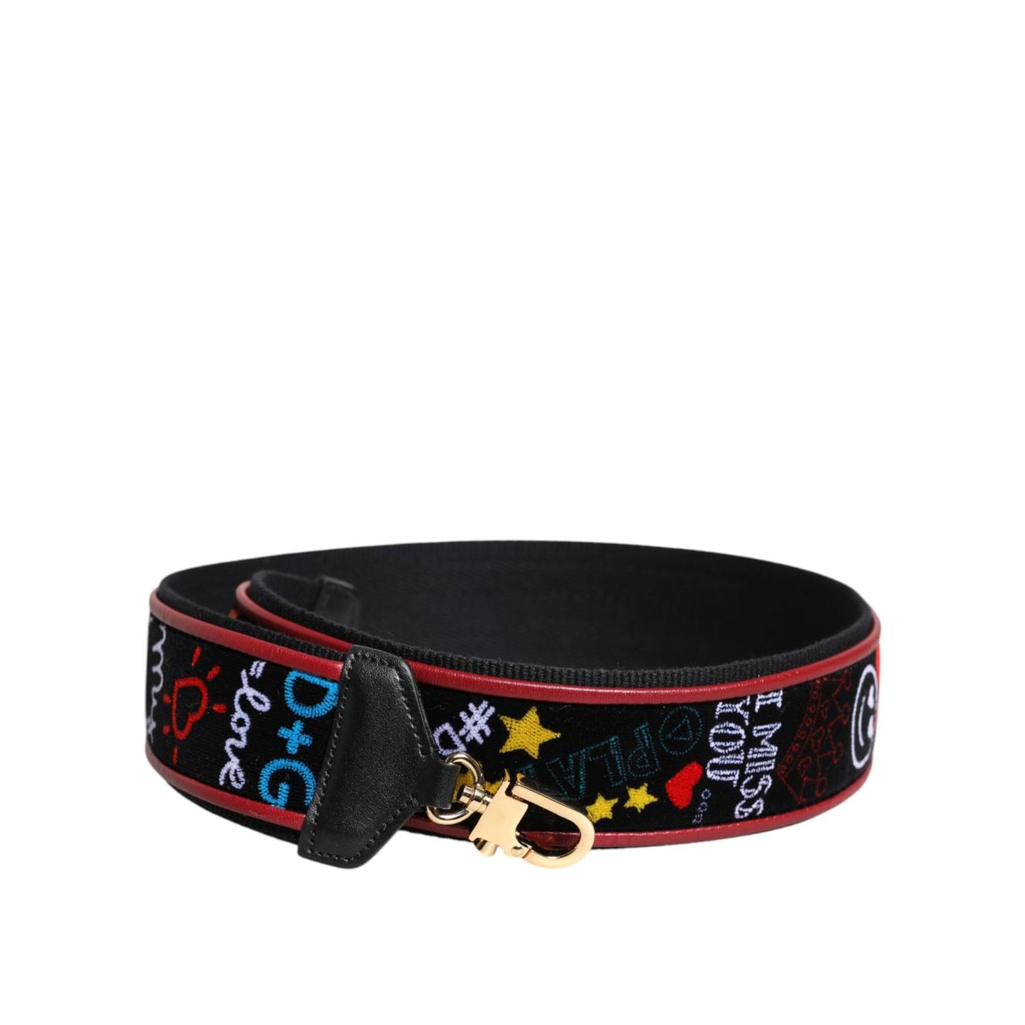 Dolce & Gabbana Black Cotton Printed Bag Shoulder Strap