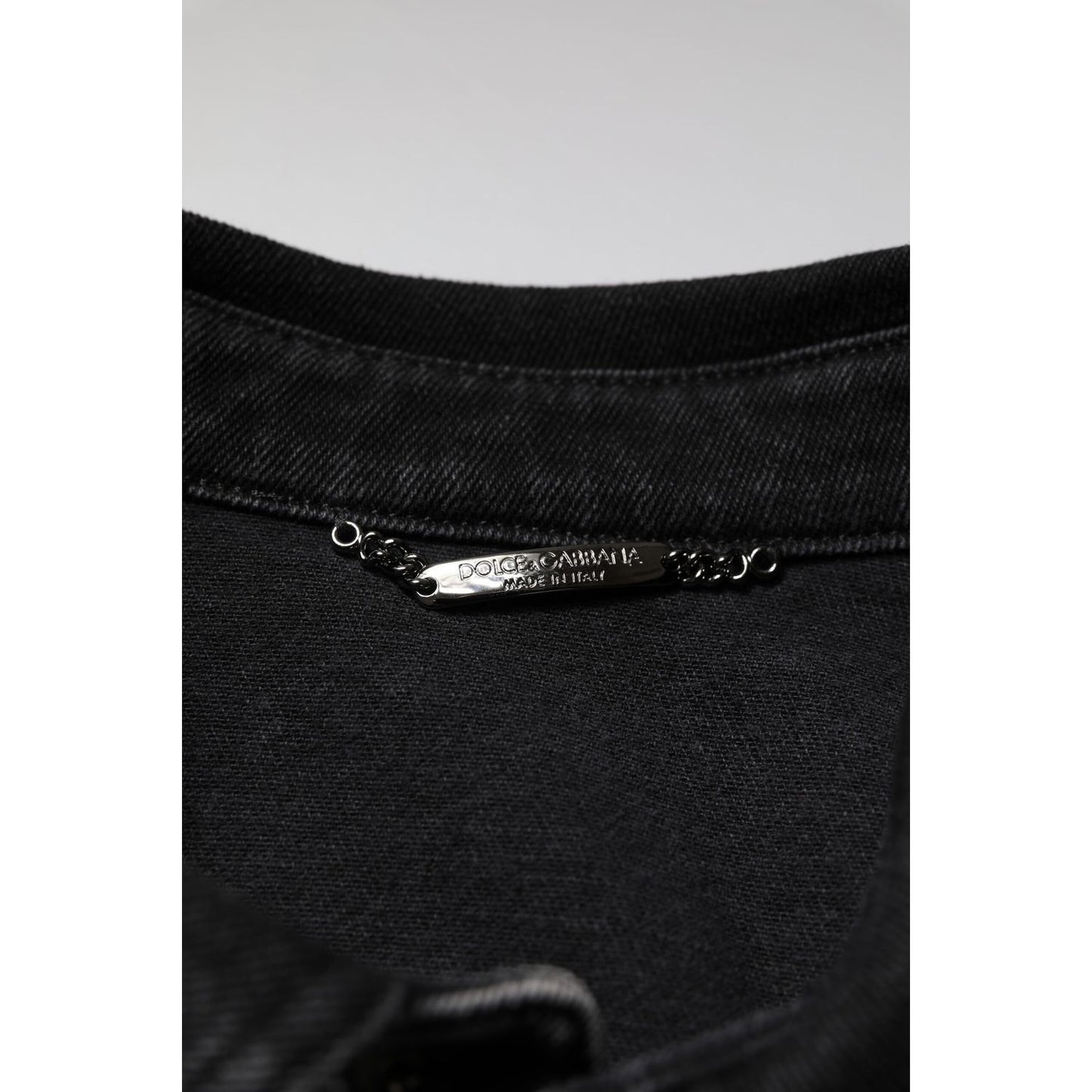 Dolce & Gabbana Black Logo Cotton Stretch Denim Jacket