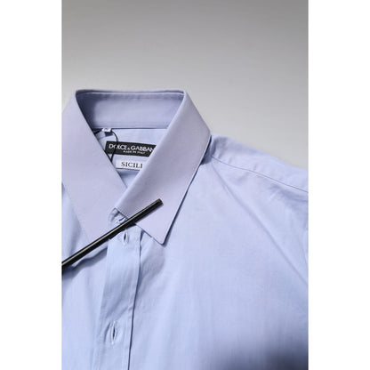 Dolce & Gabbana Light Blue Cotton SICILIA Dress Formal Shirt