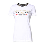 Dolce & Gabbana White Graphic Print Cotton Crew Neck T-shirt TSH87363-36