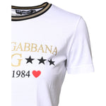 Dolce & Gabbana White Graphic Print Cotton Crew Neck T-shirt TSH87363-36