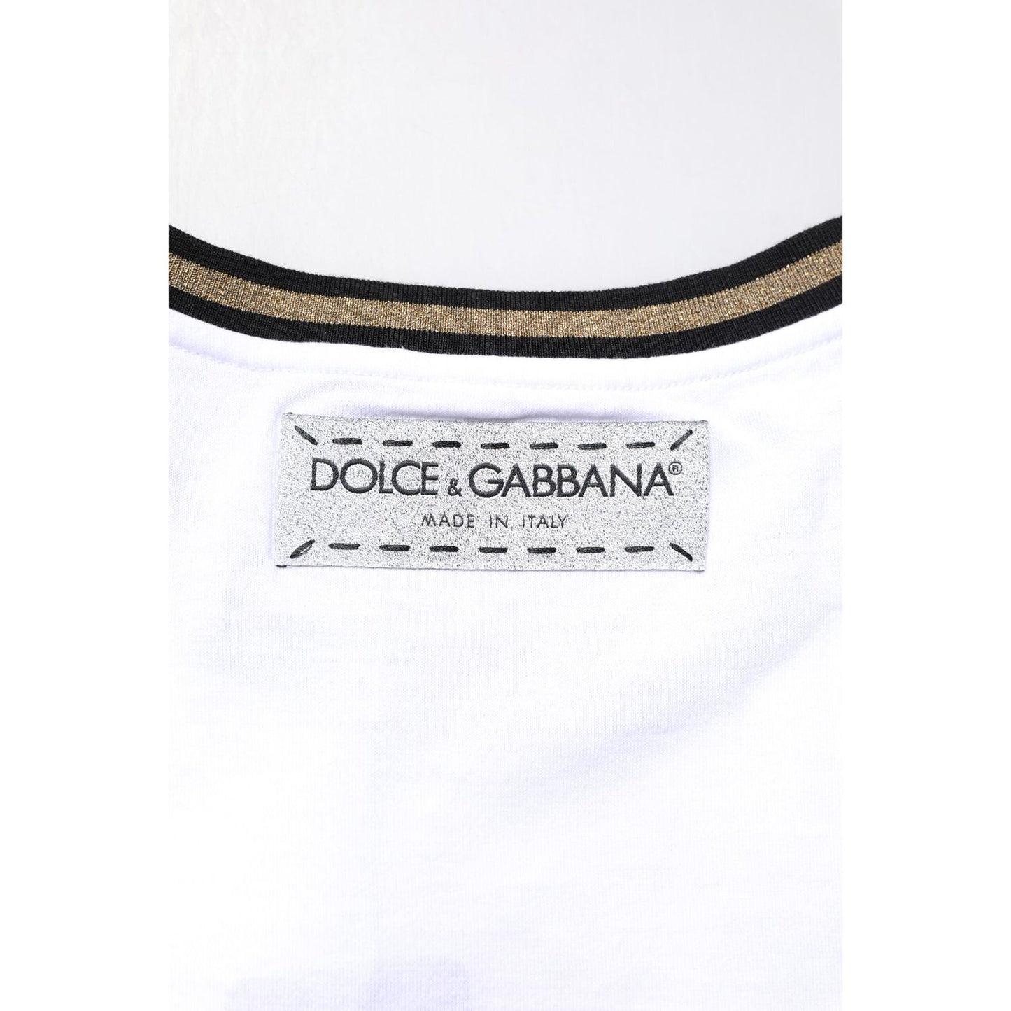 Dolce & Gabbana White Graphic Print Cotton Crew Neck T-shirt TSH87363-36