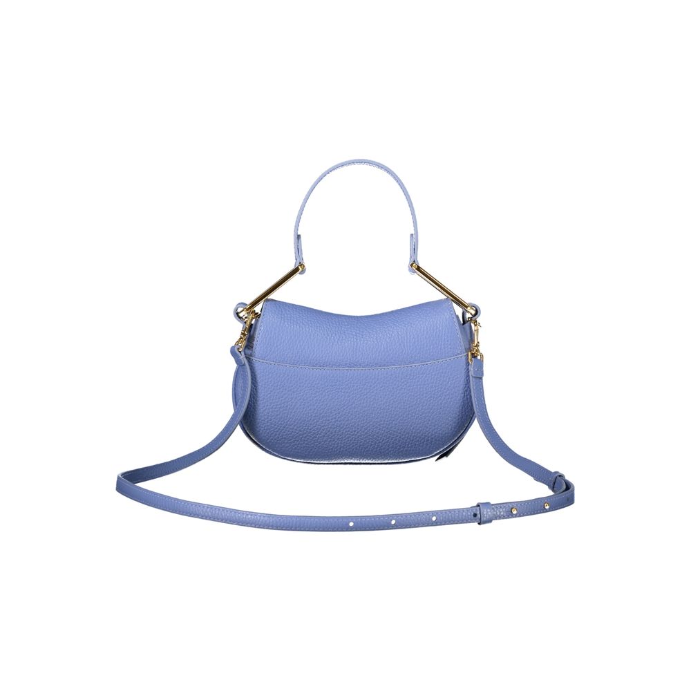 Coccinelle Light Blue Leather Women Handbag with adjustable strap and single handle for elegance and functionality.