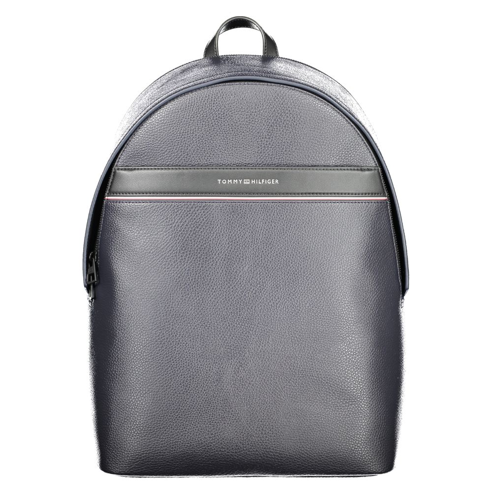Tommy Hilfiger Blue Polyethylene Men Backpack with sleek design and Tommy logo, perfect for modern trendsetters seeking style and functionality.