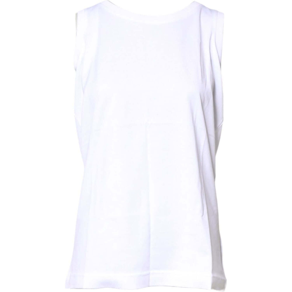 Dolce & Gabbana White Cotton Sleeveless Crew Neck T-shirt TSH878595-36