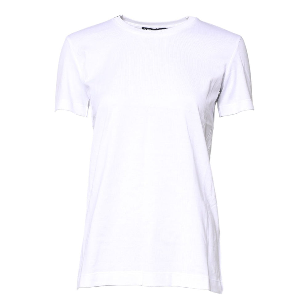 Dolce & Gabbana White Cotton Crew Neck Short Sleeves T-shirt TSH878601-36