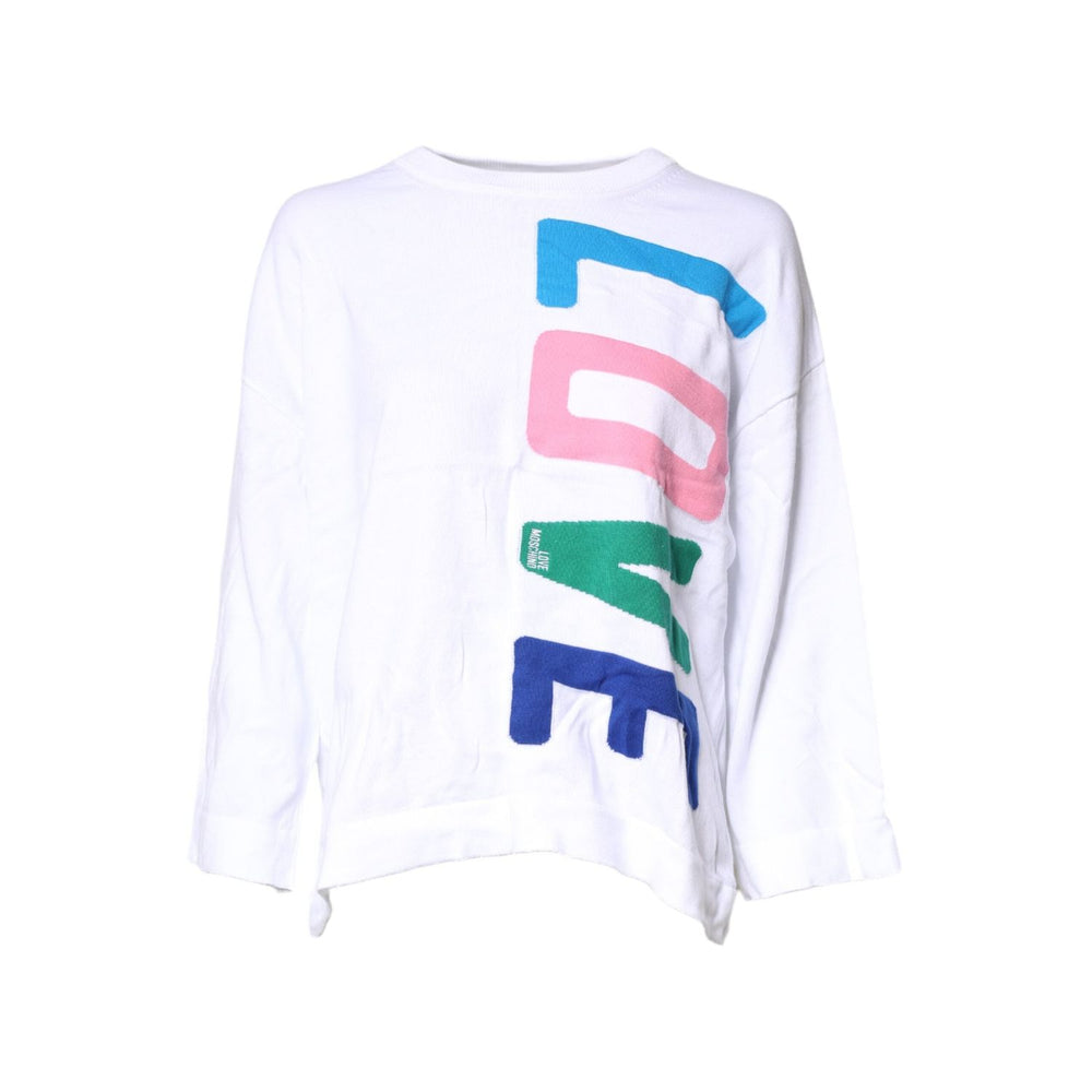 Love Moschino White Graphic Print Cotton Long Sleeves T-shirt TSH878604-42
