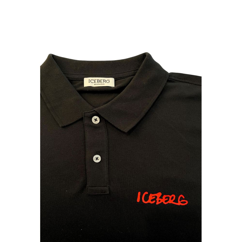Iceberg Black Cotton Men Polo Shirt