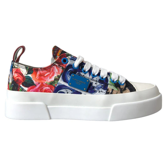 Dolce & Gabbana Multicolor Patchwork Low Top Sneakers Shoes LA10676-35