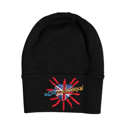 Dolce & Gabbana Black #DGLOVESLONDON Knitted Beanie Hat HAT9678