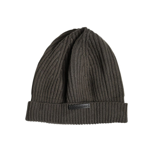Dolce & Gabbana Green Wool DG Plaque Knitted Winter Beanie Hat