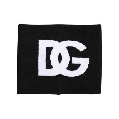 Dolce & Gabbana Black White Logo Print Knitted Neck Warmer Scarf