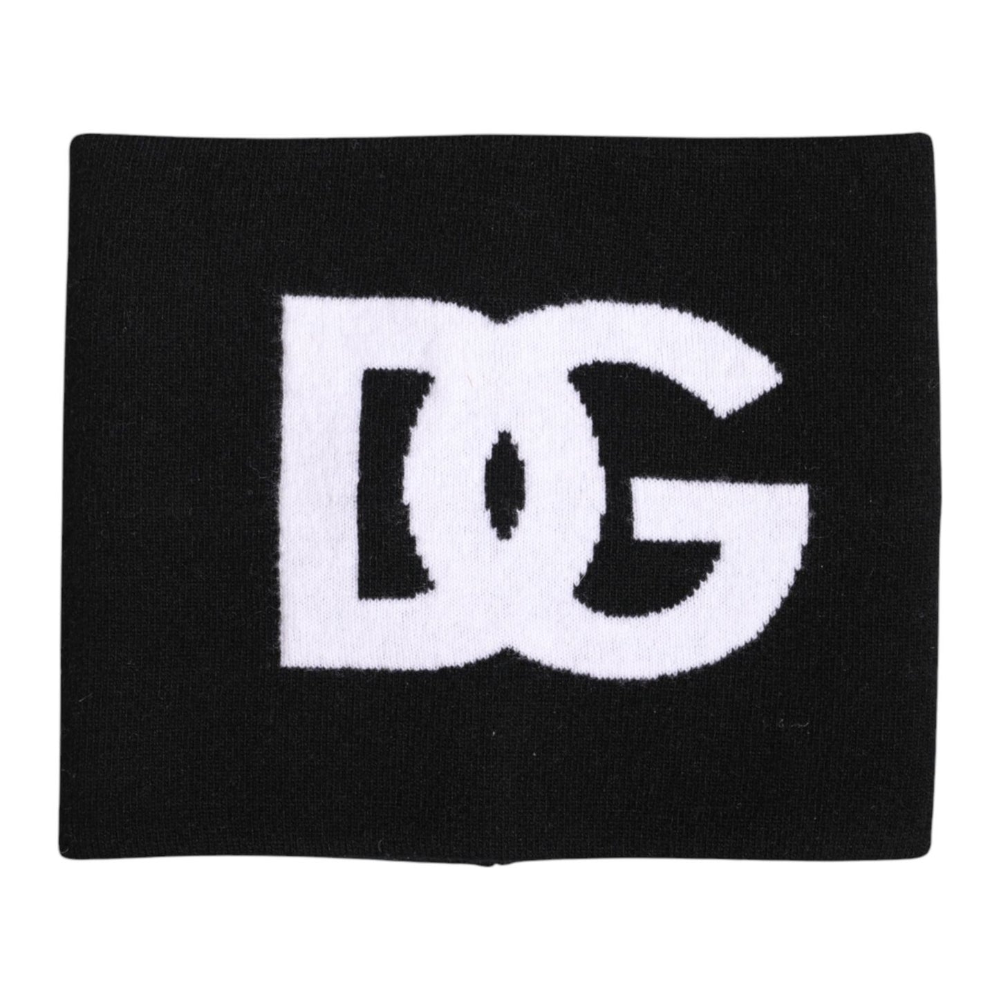 Dolce & Gabbana Black White Logo Print Knitted Neck Warmer Scarf