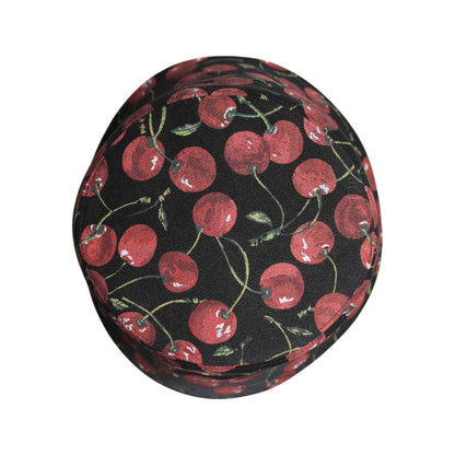 Dolce & Gabbana Black Cotton Printed Wide Brim Bucket Hat