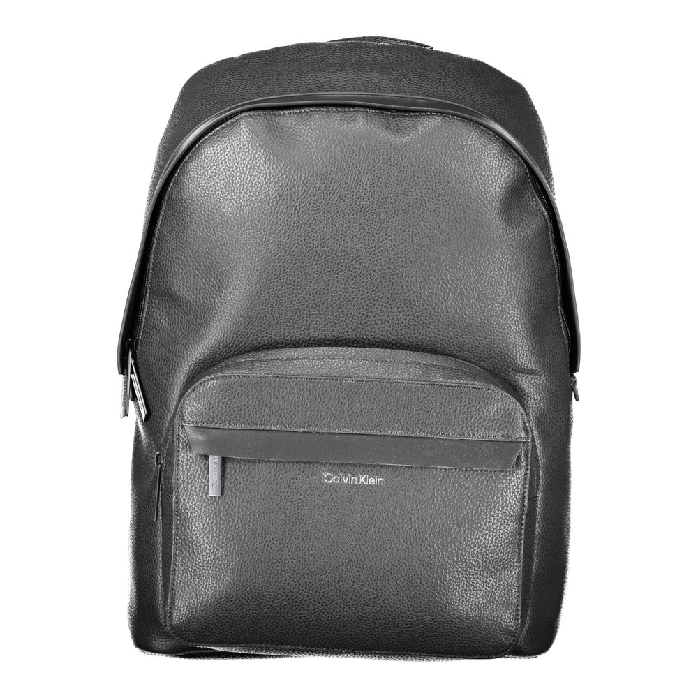 Calvin Klein Black Polyester Men Backpack with chic black exterior and adjustable straps