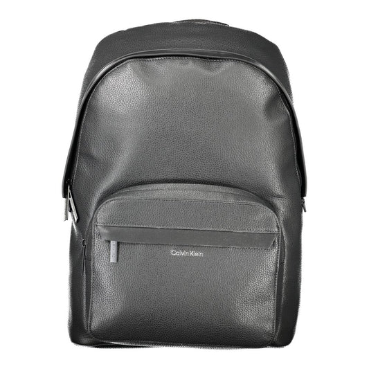 Calvin Klein Black Polyester Men Backpack with chic black exterior and adjustable straps
