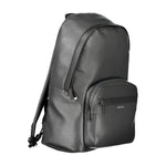 Calvin Klein Black Polyester Men Backpack with adjustable straps and external pocket, sleek design for style and functionality.