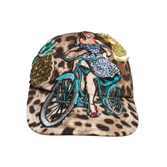 Dolce & Gabbana Brown Leopard Sequin Sicily Baseball Cap HAT9850-57