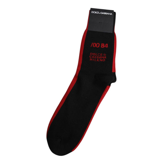 Dolce & Gabbana Black Nylon DG Logo Mid Calf Men Socks SCS2186-L