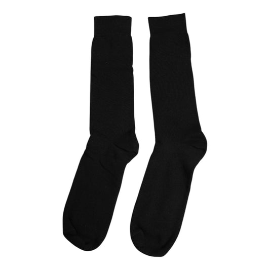 Dolce & Gabbana Black Solid Cotton Mid Calf Men Socks SCS2224-L