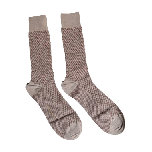 Dolce & Gabbana Brown Solid DG Logo Mid Calf Men Socks SCS2226-L