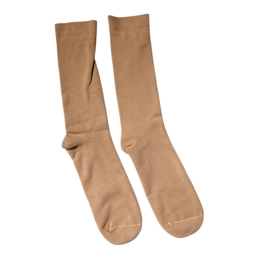 Dolce & Gabbana Brown Solid Cotton Mid Calf Men Socks SCS2228-L
