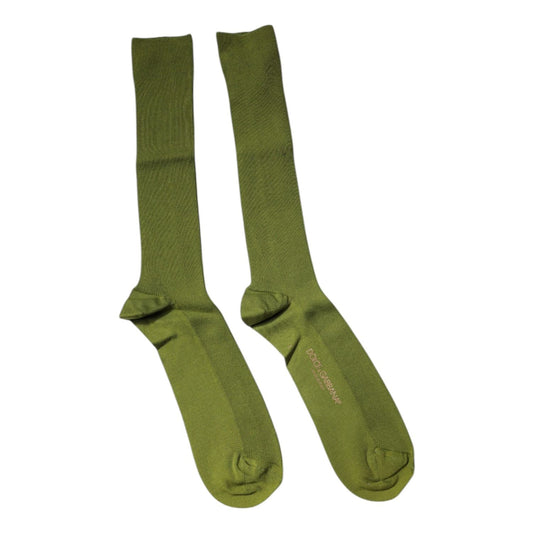 Dolce & Gabbana Green Cotton Logo Over The Calf Socks SCS2231-L