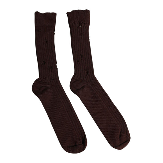Dolce & Gabbana Brown Cotton Stretch Over The Calf Socks SCS2220-L