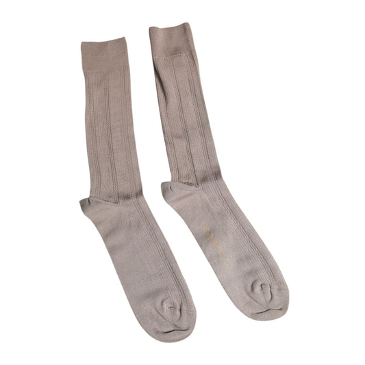 Dolce & Gabbana Brown Cotton Stretch Logo Over Calf Socks SCS2230-L