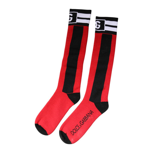 Dolce & Gabbana Red Cotton Stretch Printed Socks SCS2255-L