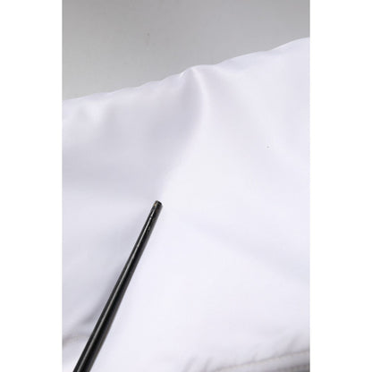 Dolce & Gabbana White Nylon Full Zip Cropped Bomber Jacket