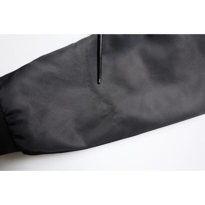 Dolce & Gabbana Black Lambskin Leather Biker Full Zip Jacket